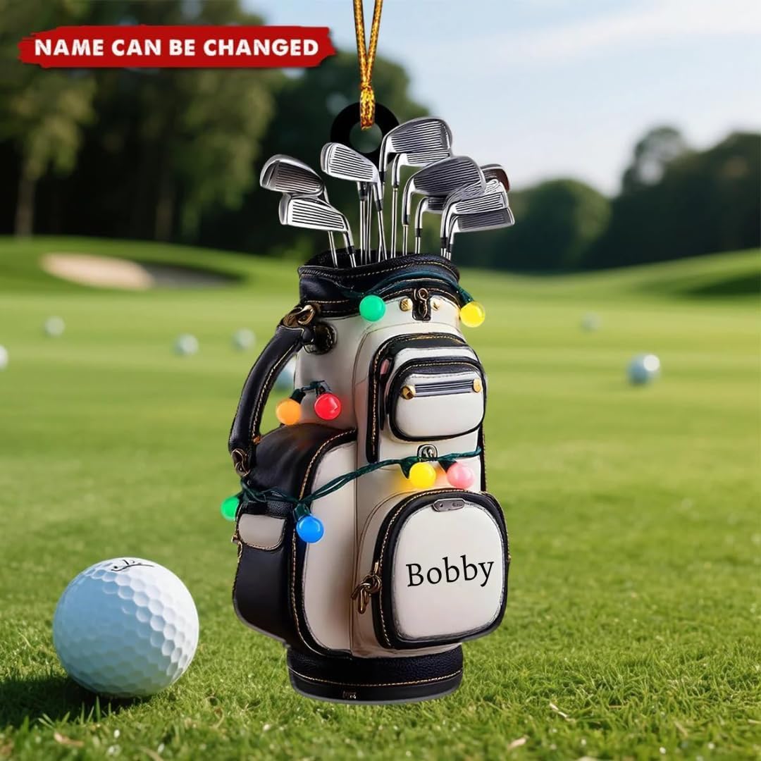 Detailed golf bag with clubs ornament