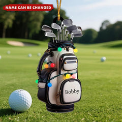 Detailed golf bag with clubs ornament