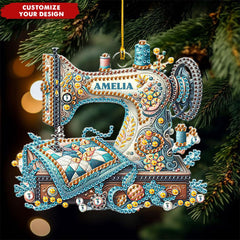 Custom name sewing ornament gift for sewists