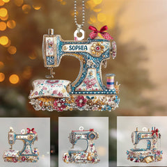 Custom Name Sewing Machine Ornament 3.54 inch size