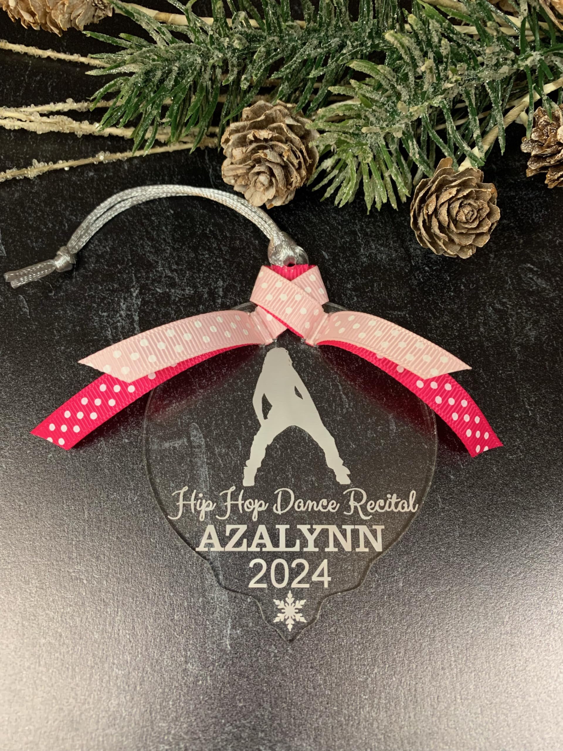 Athlete year keepsake ornament with silver string