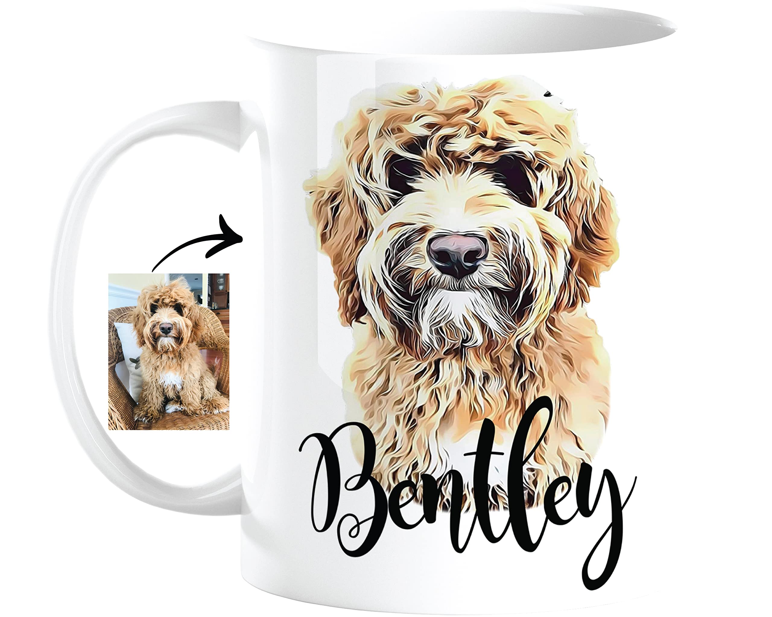 Custom Pet Mug 11oz double sided illustrated pet portrait