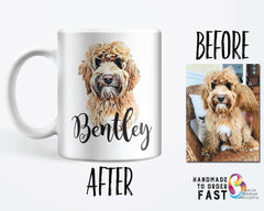 Custom Pet Mug 15oz double sided illustrated pet portrait