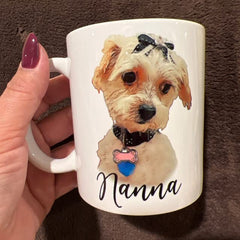 Custom Pet Mug 15oz photo based illustrated design