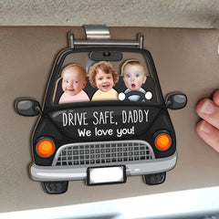 Custom Photo Dad Car Visor Clip product image showing keepsake photo