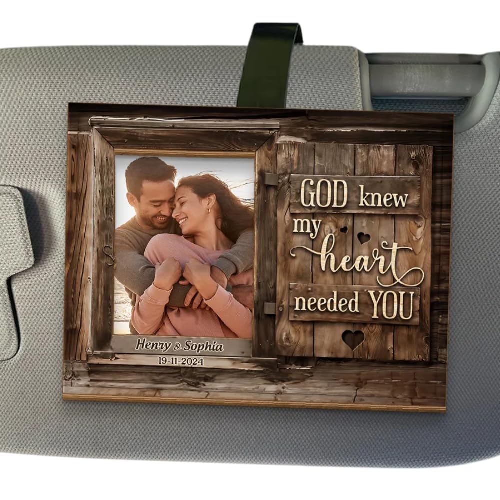 Custom Photo God Knew My Heart Needed You Couple Visor Clip with photo insert