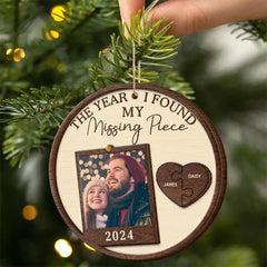 Custom Photo The Year I Found My Missing Piece Couples Ornament 4 inch size