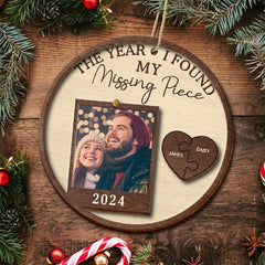 Custom Photo The Year I Found My Missing Piece Couples Ornament 5 inch size