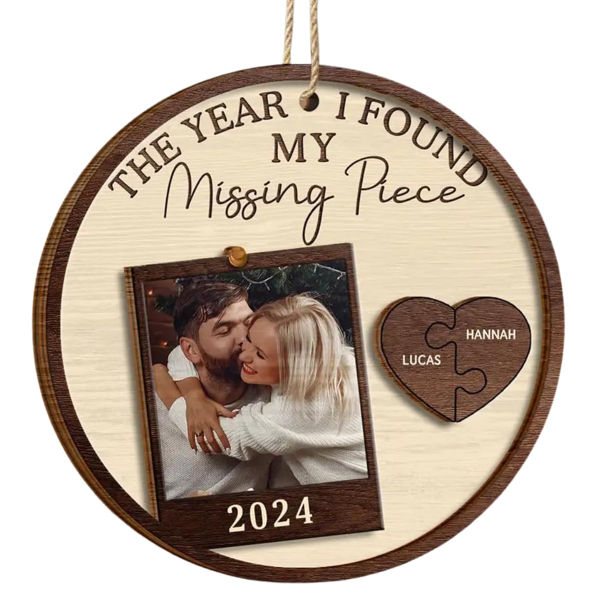 Custom Photo The Year I Found My Missing Piece Couples Ornament 3.5 inch size