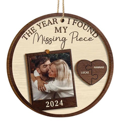 Custom Photo The Year I Found My Missing Piece Couples Ornament 3.5 inch size