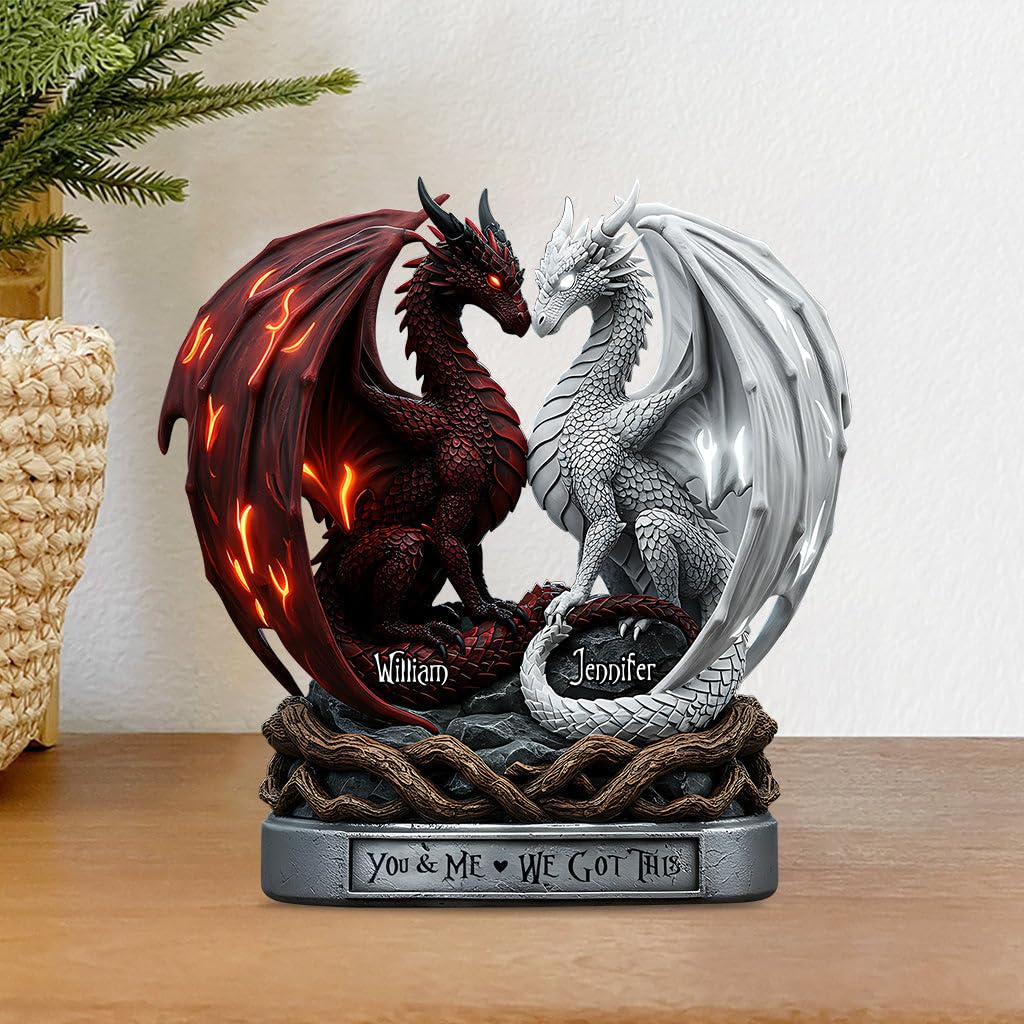 Red and White Dragons design acrylic plaque