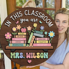 Personalized teacher name sign for classroom