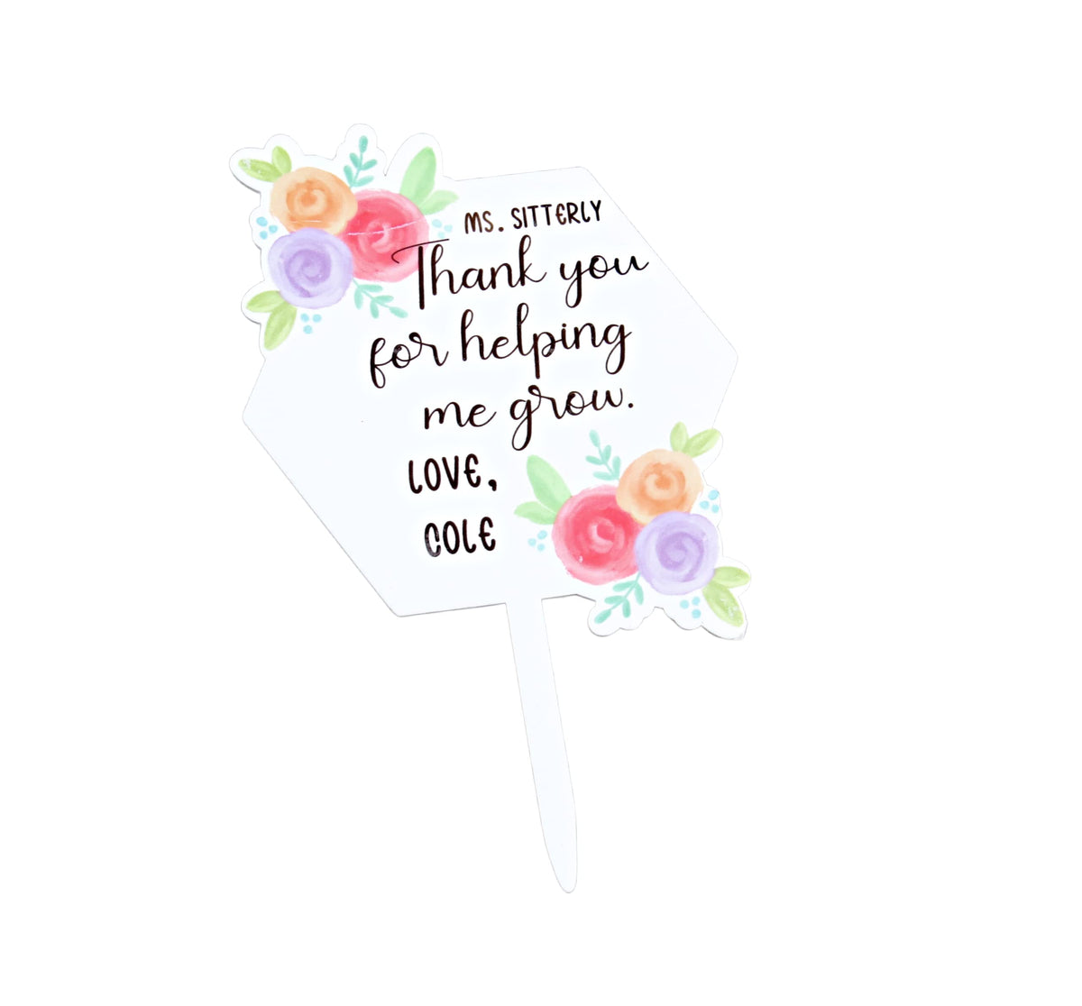 Custom Teacher Plant Stake Gift with teacher name personalization