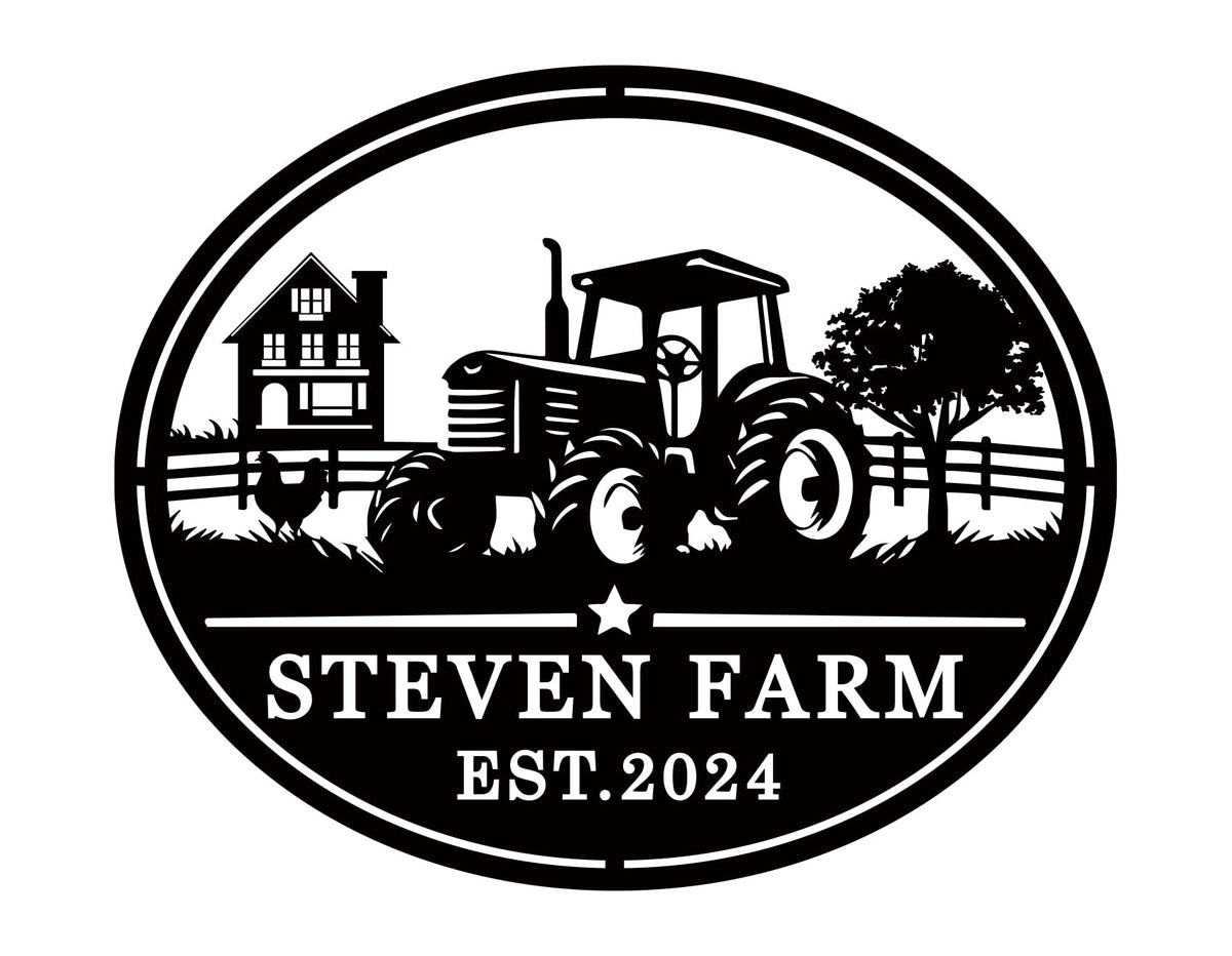 Custom tractor metal name sign made from 14-Gauge steel