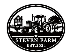Custom tractor metal name sign made from 14-Gauge steel
