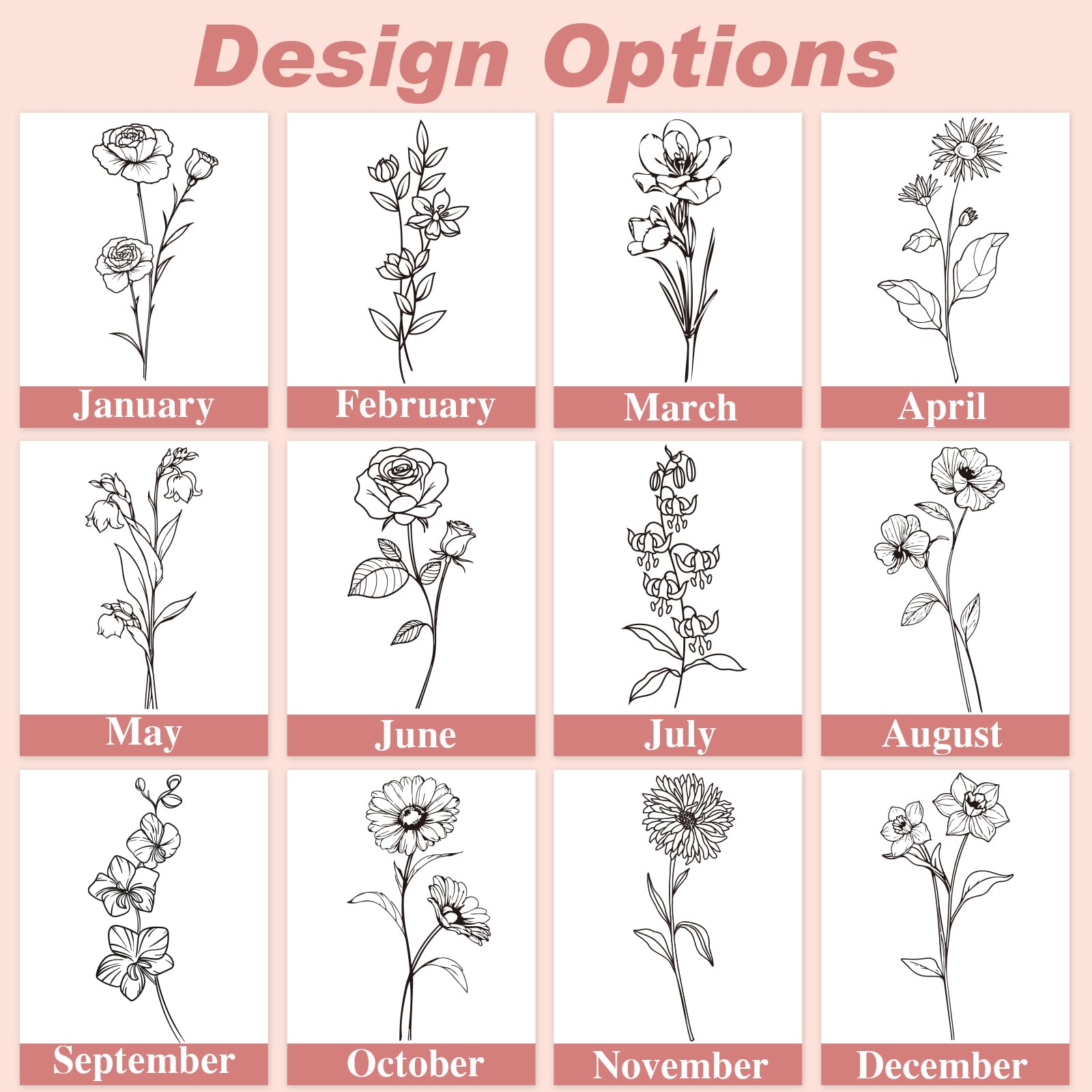 Custom tumbler with name and birth flower month design