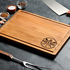 Custom wood bamboo grill cutting board for grilling
