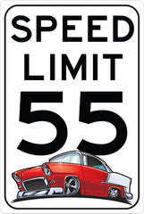 Customizable 1955 Chevy Belair custom speed limit sign aluminum indoors outdoors