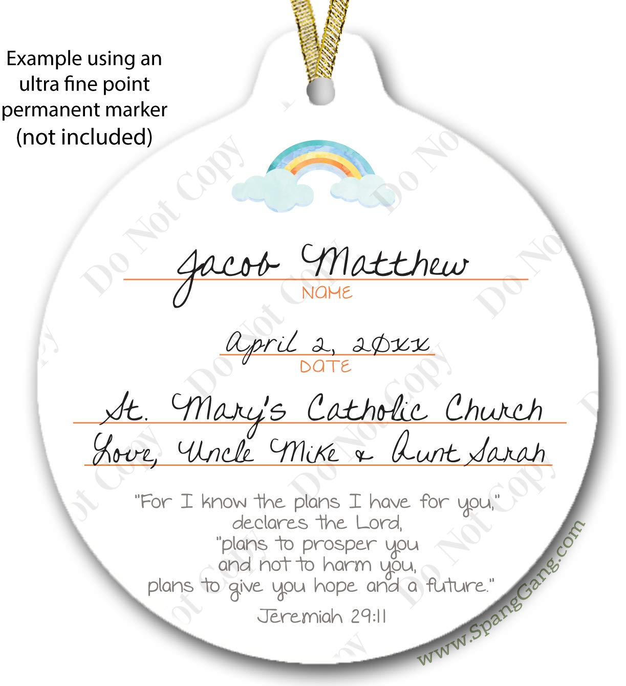 Customizable baptism keepsake ornament white porcelain