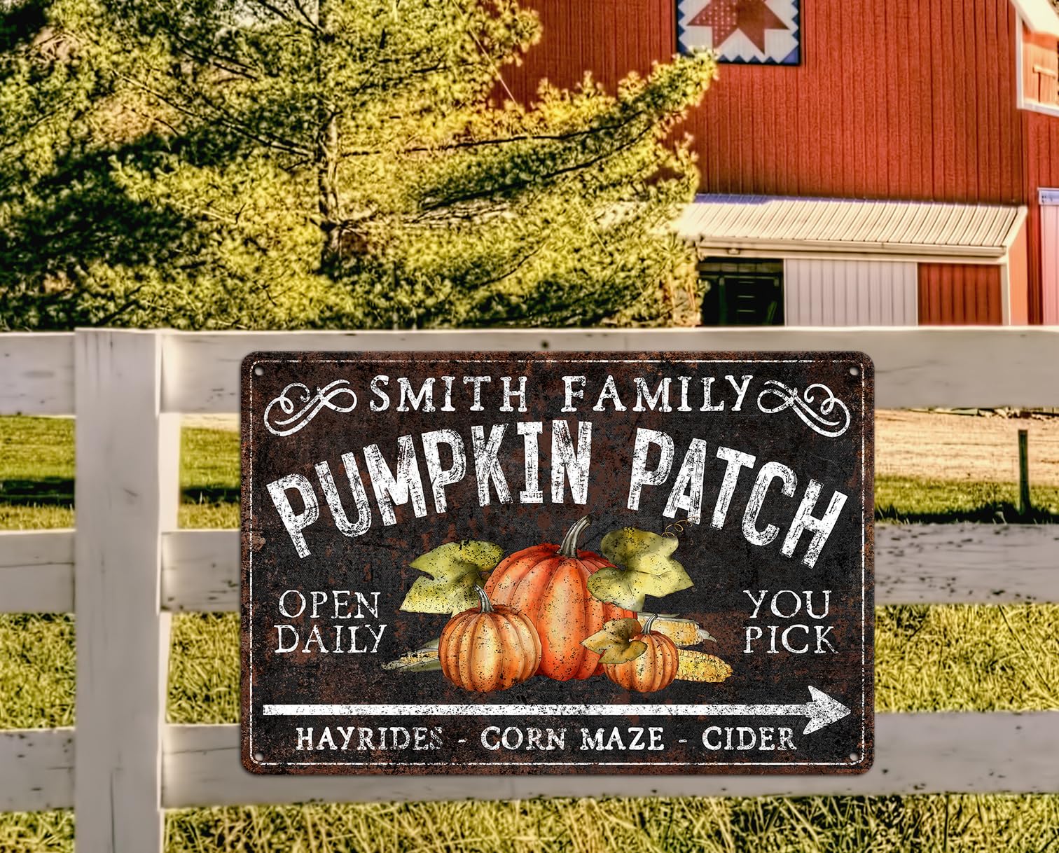 Bottom line customization shown on the sign