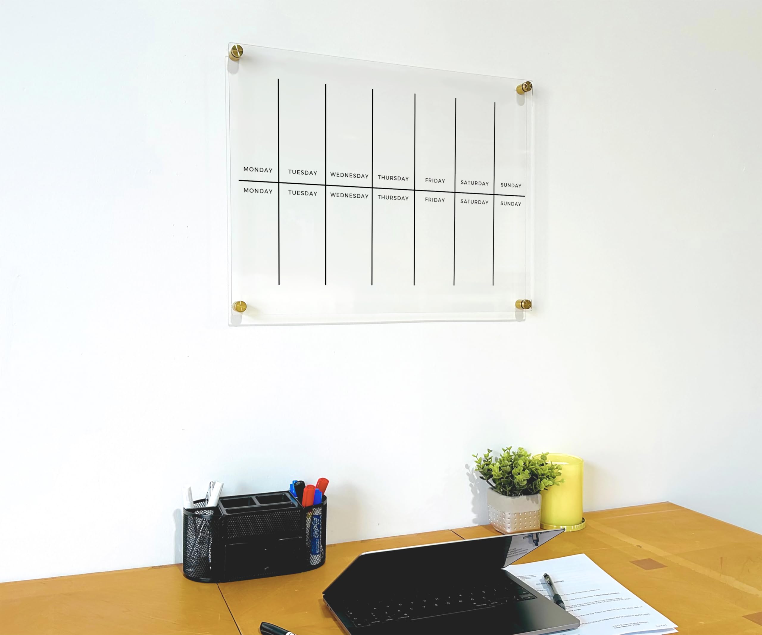 Clear acrylic calendar designed for vertical or horizontal orientation