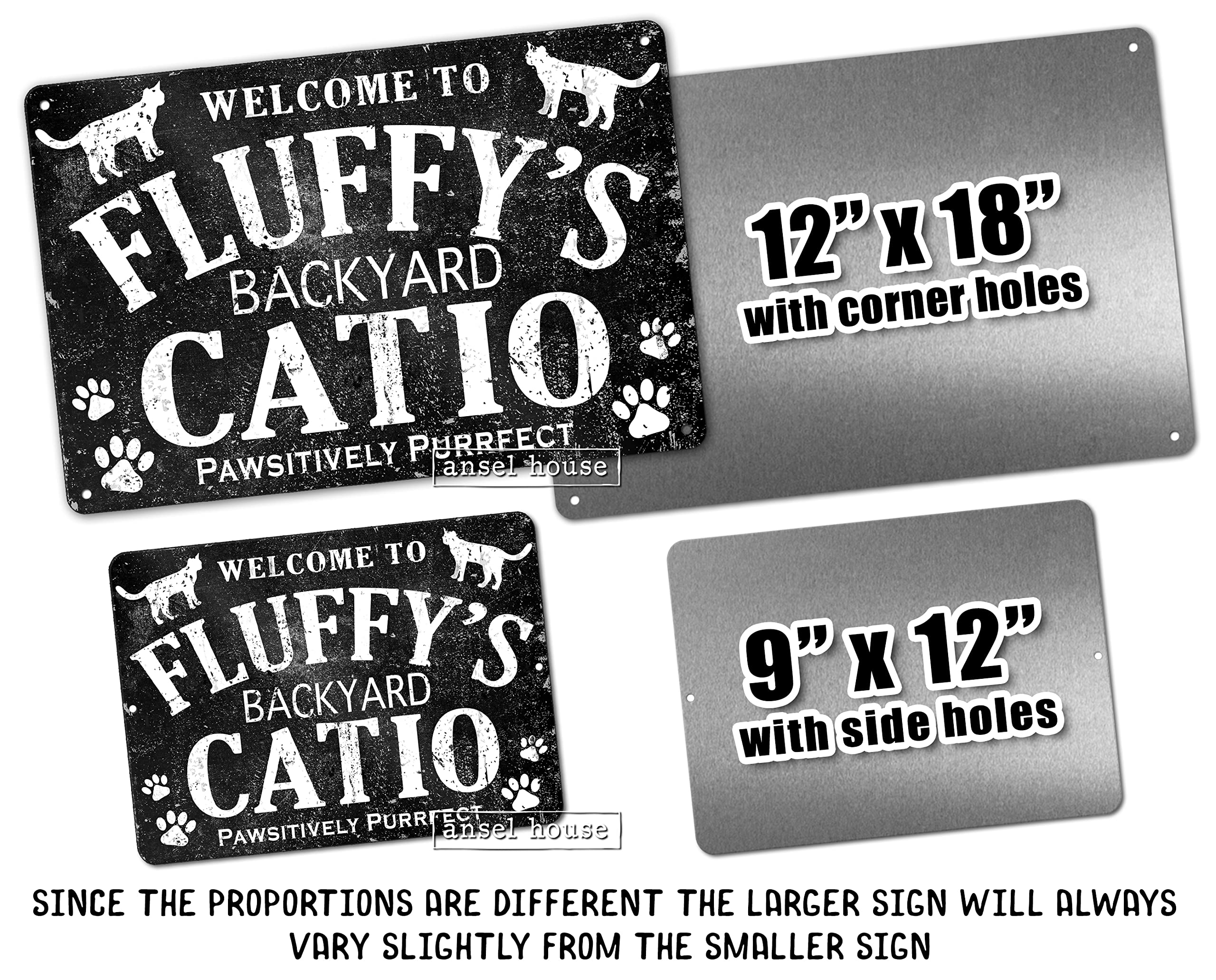 Customized Cat Name Metal Catio Sign 12x18 indoor outdoor