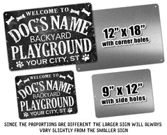 Customized Dog Name Backyard Playground Sign 12x18 with corner mounting holes