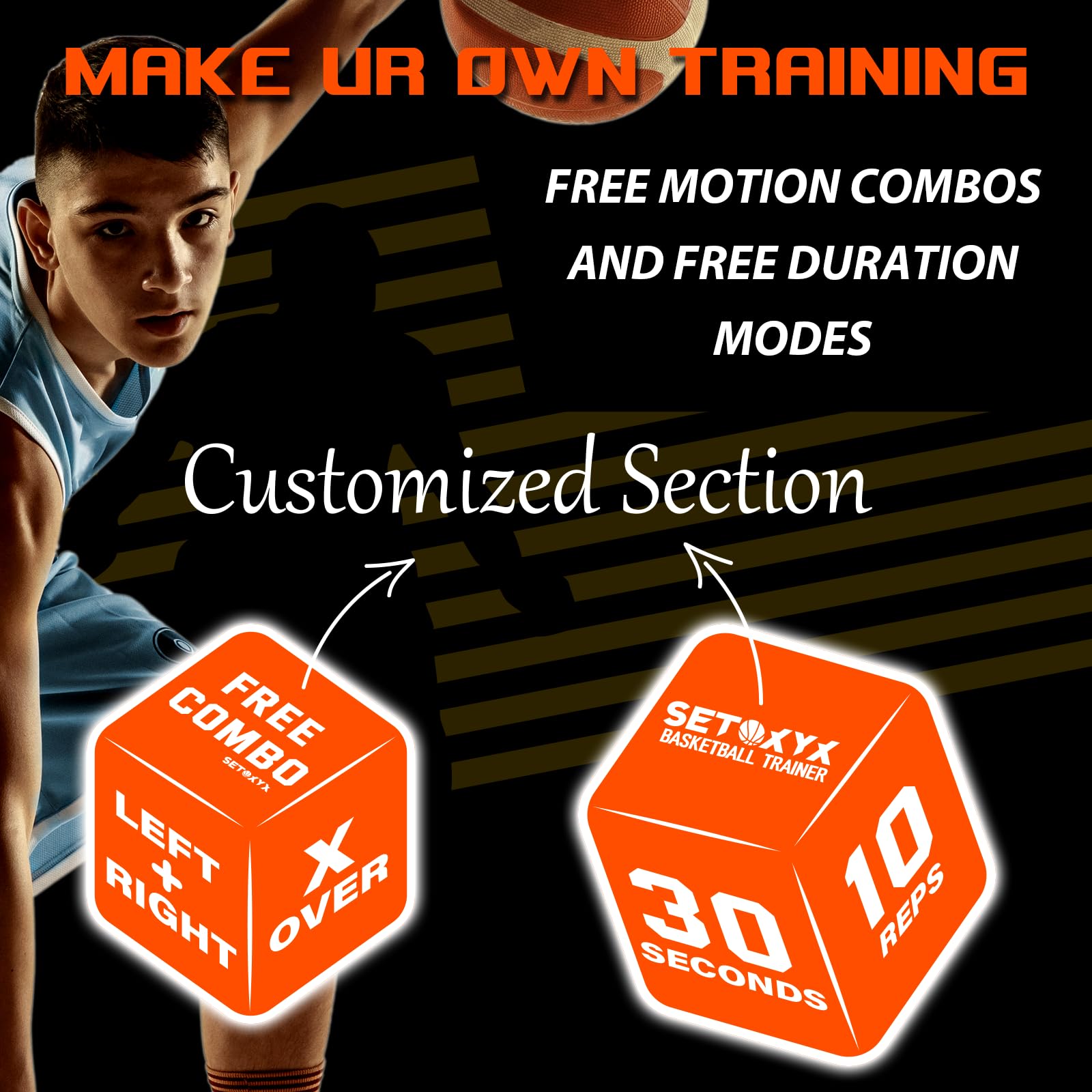 Free combo customization in basketball dice set