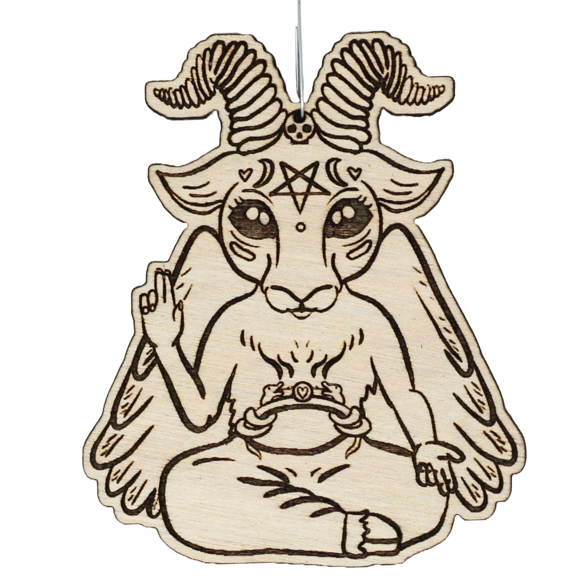 Cute Baphomet Wood Christmas Ornament birch wood construction