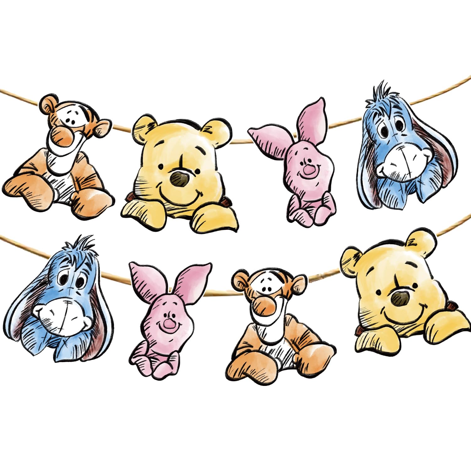 Cute Bear Banner for Baby Shower with 8 cards and 138in rope