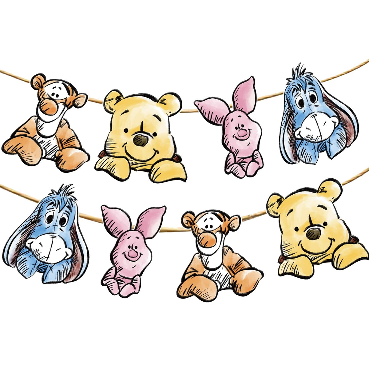 Cute Bear Banner for Baby Shower with 8 cards and 138in rope
