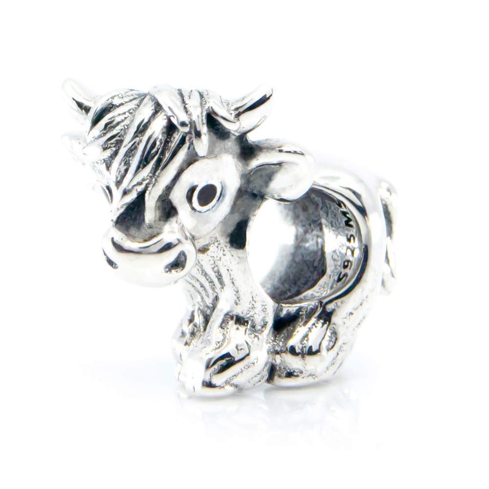 Cute Scotish Highland Cow Calf charm close up