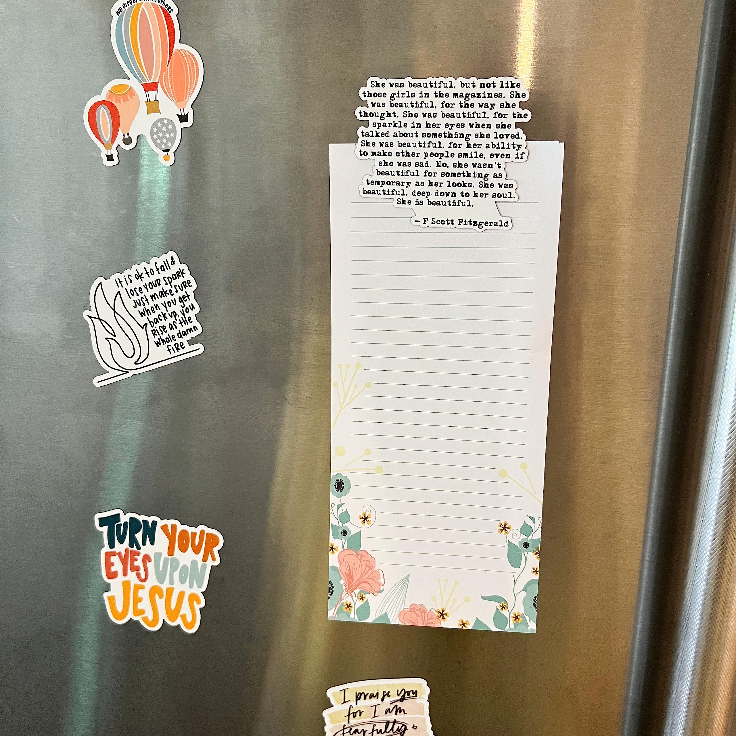 Inspirational magnet with F Scott Fitzgerald quote she is beautiful