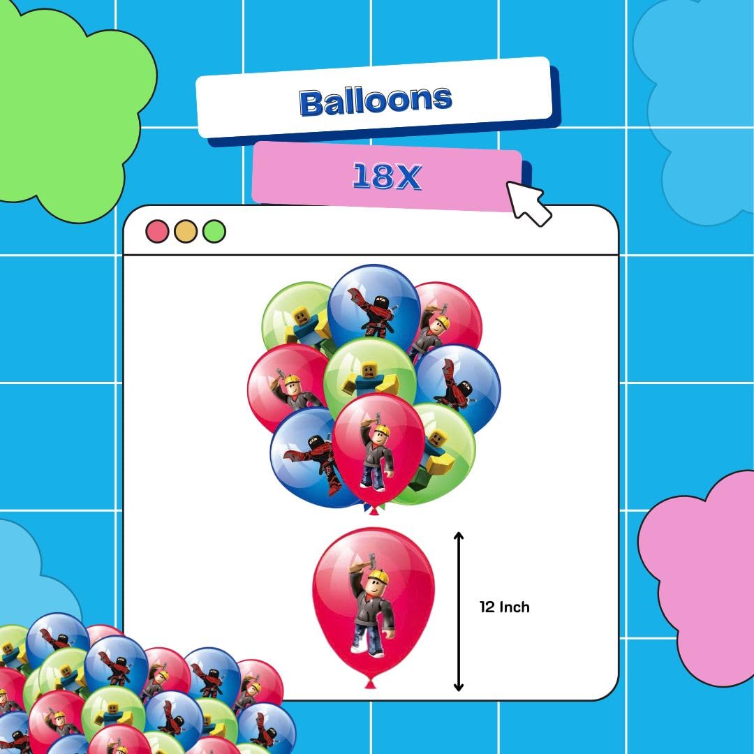 Cute game cartoon birthday decor from 58 Pcs Game Party Decorations