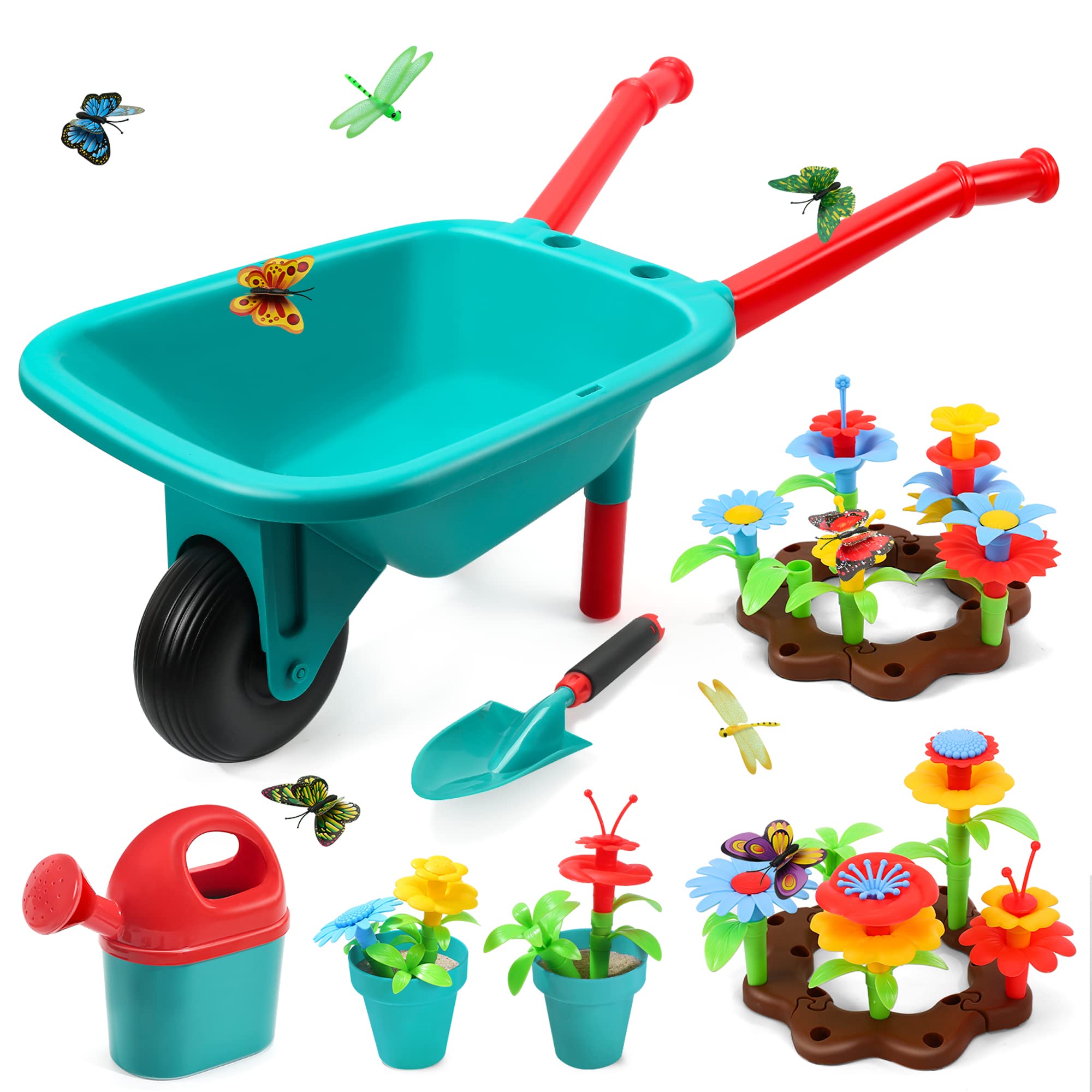 CUTE STONE Kids Gardening Tool Set wheelbarrow and tools