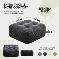 Corduroy floor cushion with handle and anti-slip base