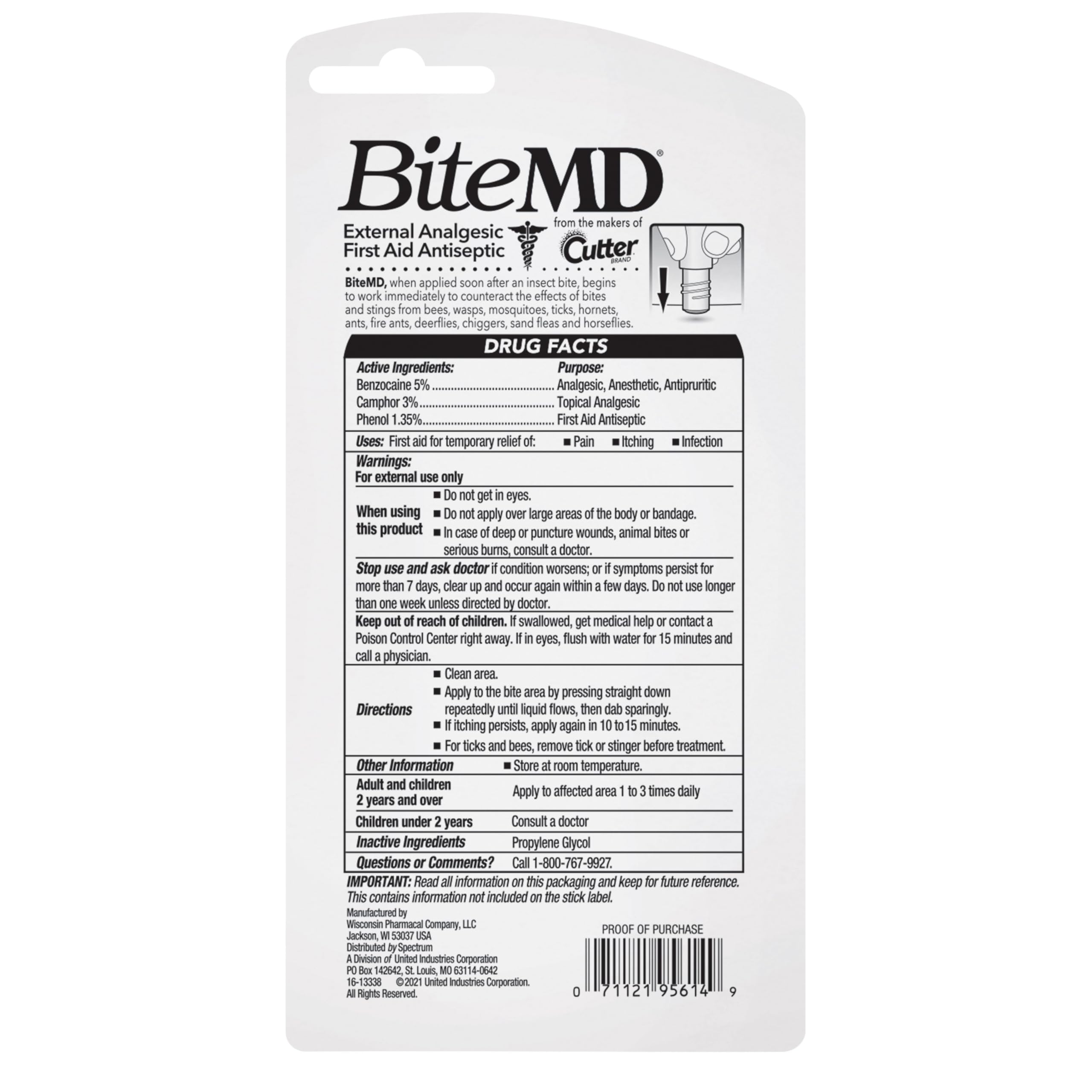 Cutter BiteMD insect bite relief stick for mosquitoes and other insects