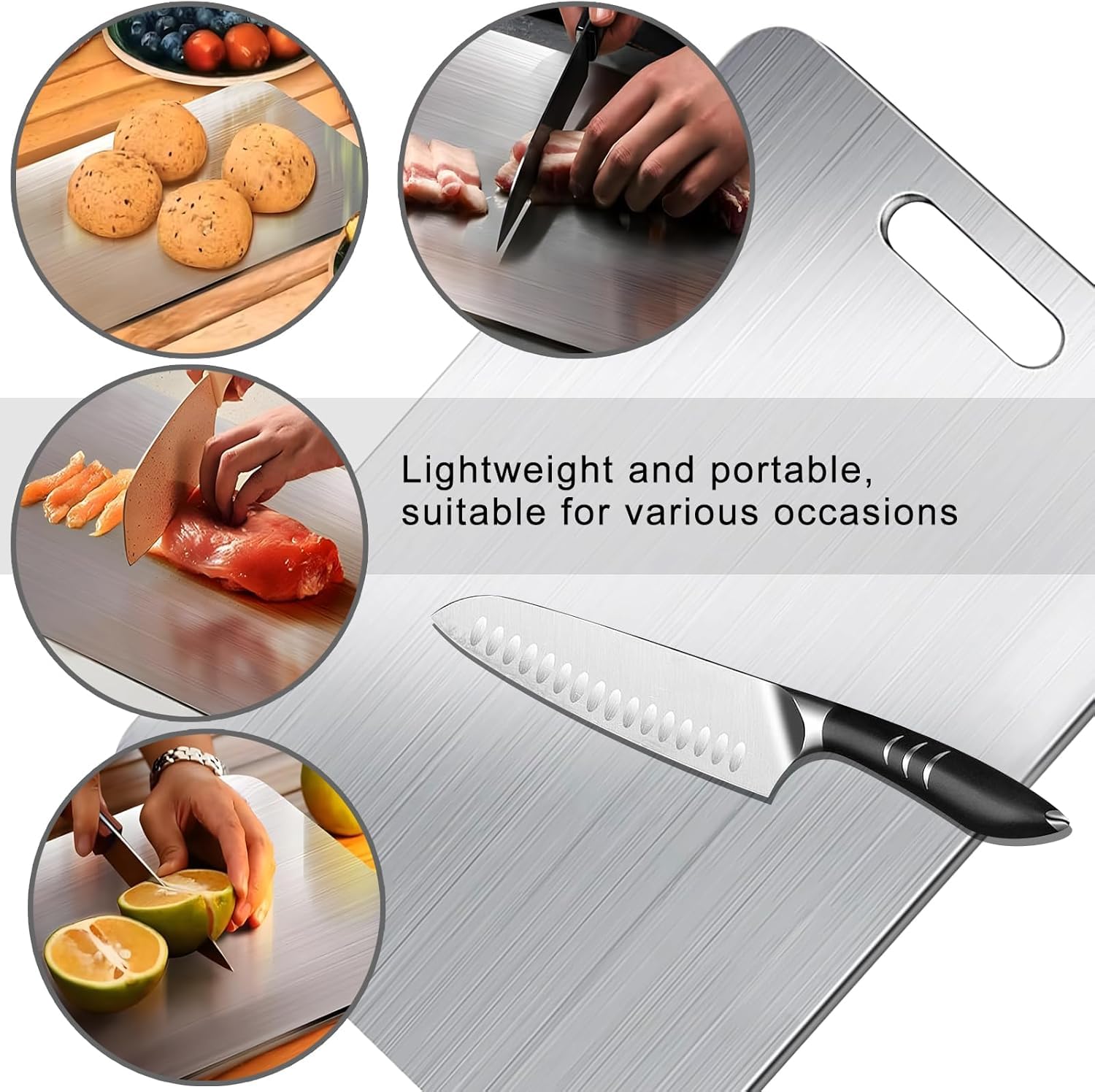 Rapid thawing capability highlighted on Titanium Cutting Board for Kitchen