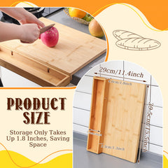 15.5 x 11.4 inch bamboo cutting board with waste tray