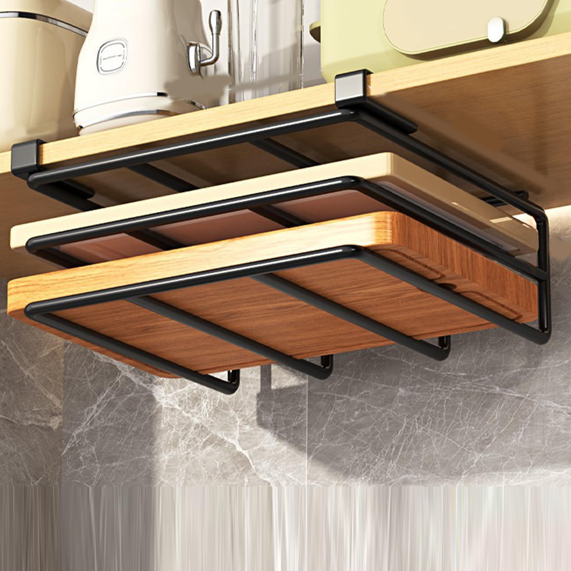 Cutting Board Organizer under cabinet black stainless steel stand