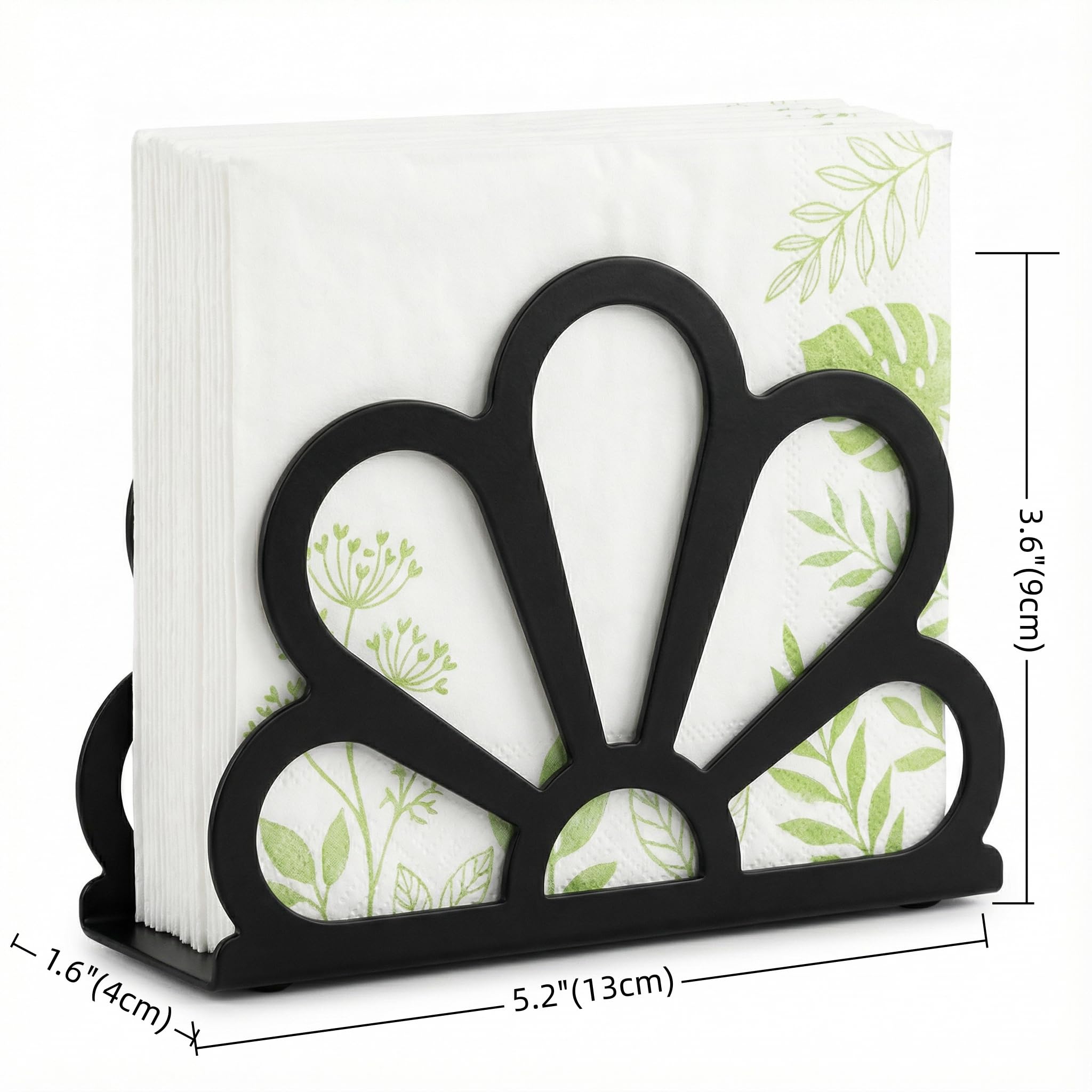 Durable wrought iron napkin caddy with matte finish