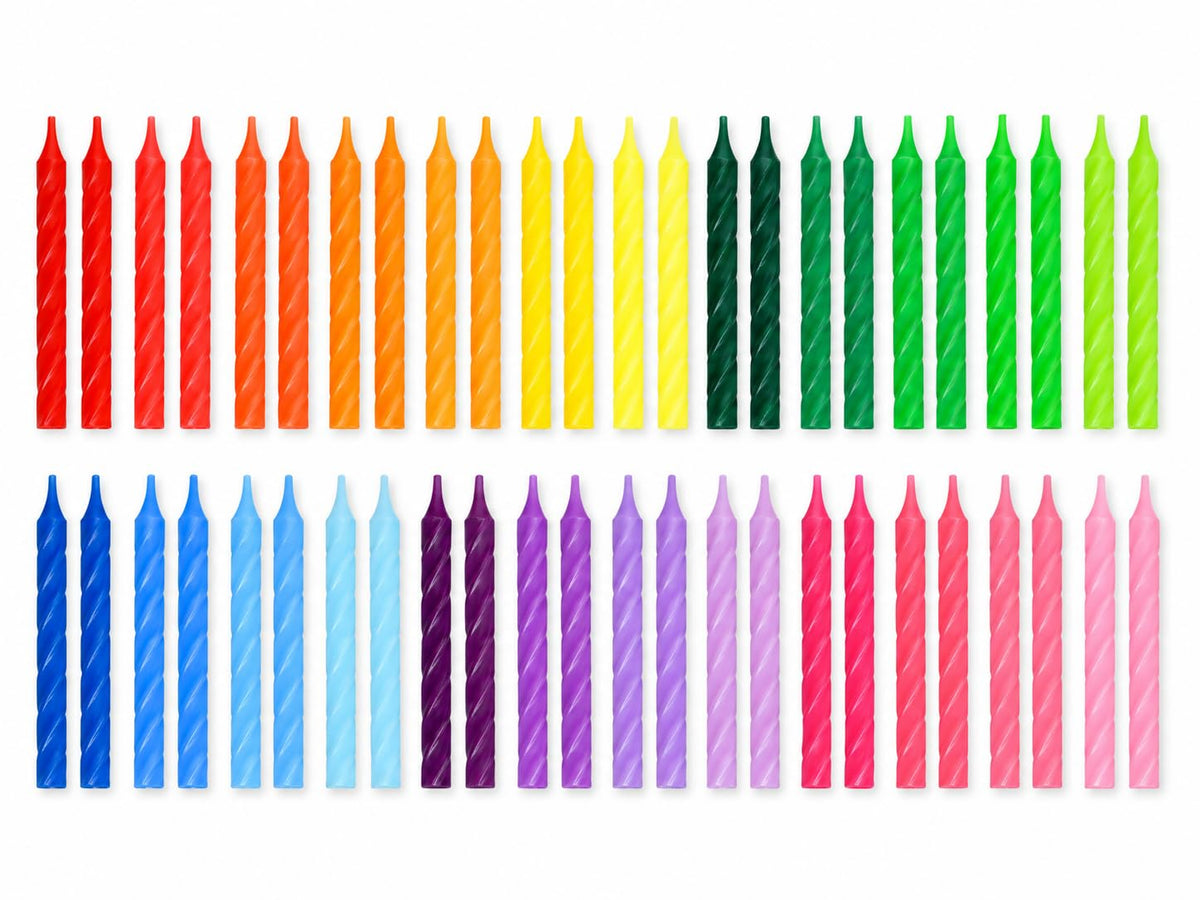 Cwise 50 spiral birthday candles pastel rainbow colors for cake or cupcake