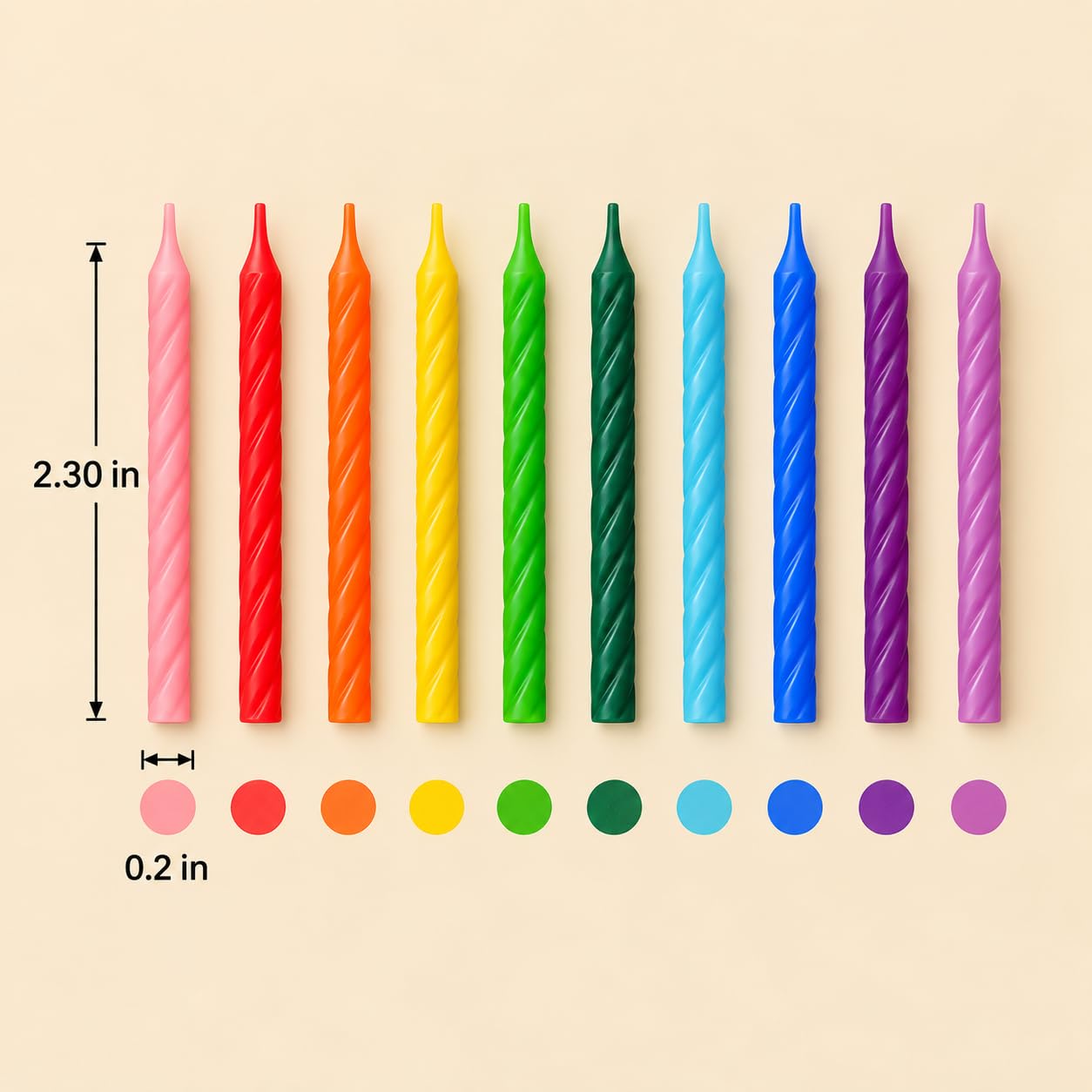 Two of each color 25 pastel shades Cwise candles for celebrations