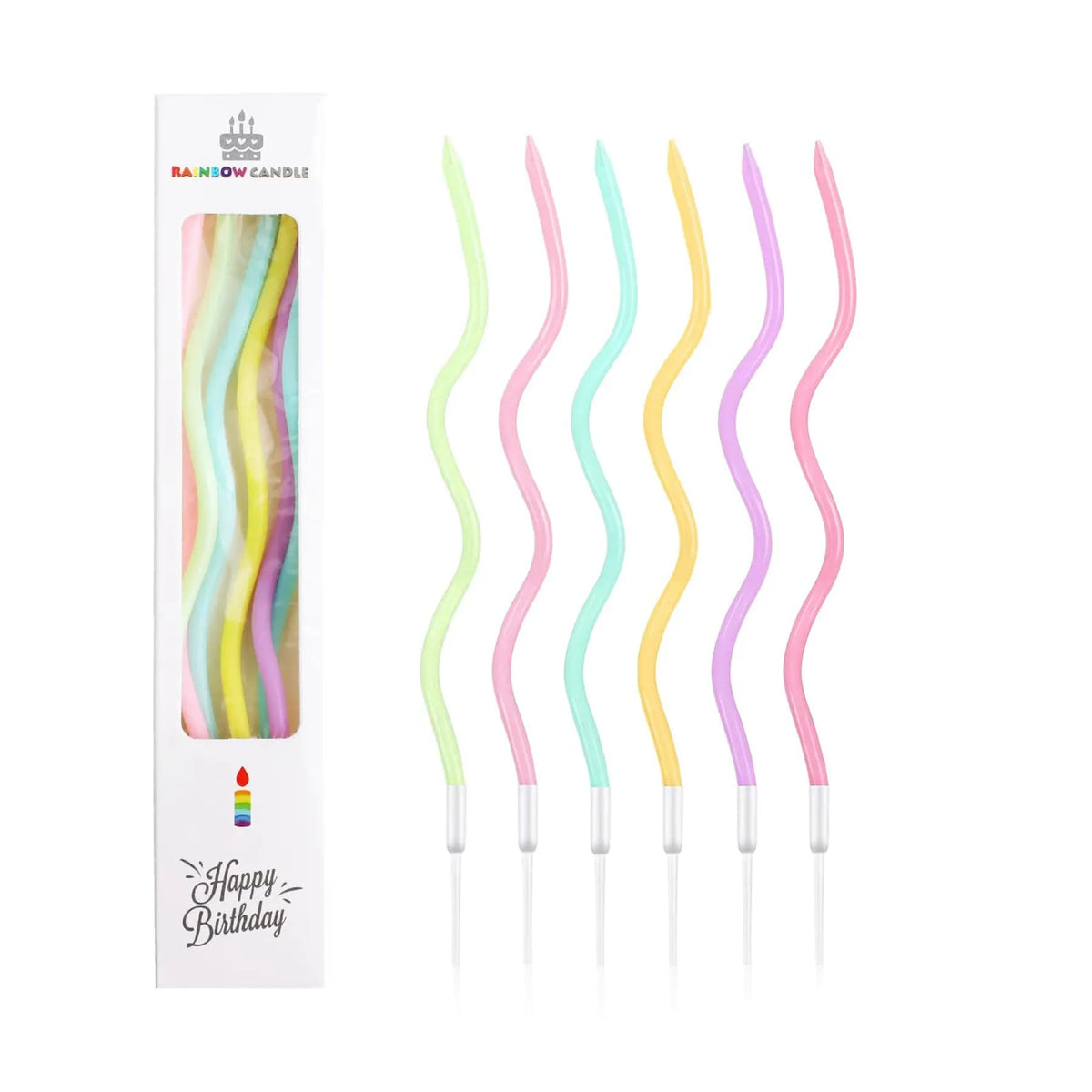 Cwise 24 Count Twist Birthday Candles Rainbow with Holders