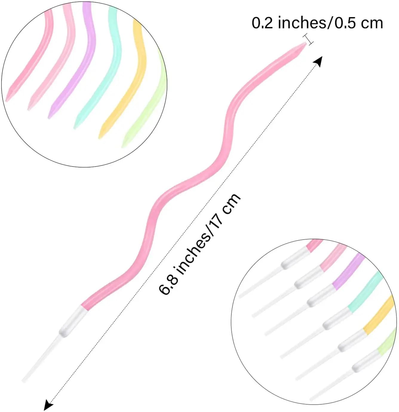 Twisty birthday candles 6.8 inches rainbow color with holder