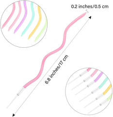 Twisty birthday candles 6.8 inches rainbow color with holder