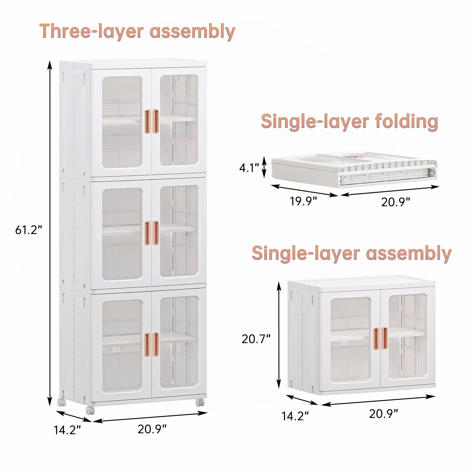 Foldable stackable closet organizer with buckled shelves