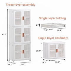 Foldable stackable closet organizer with buckled shelves