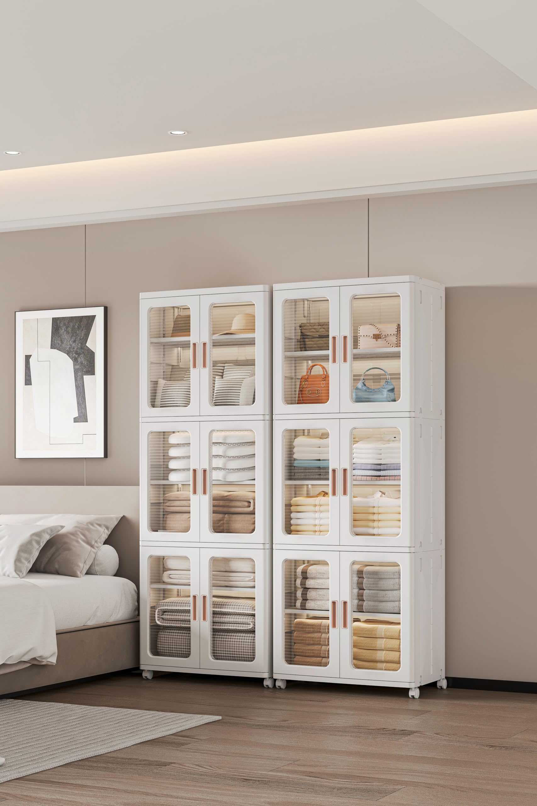 CXCJAI three-tier storage cabinet with wheels close view