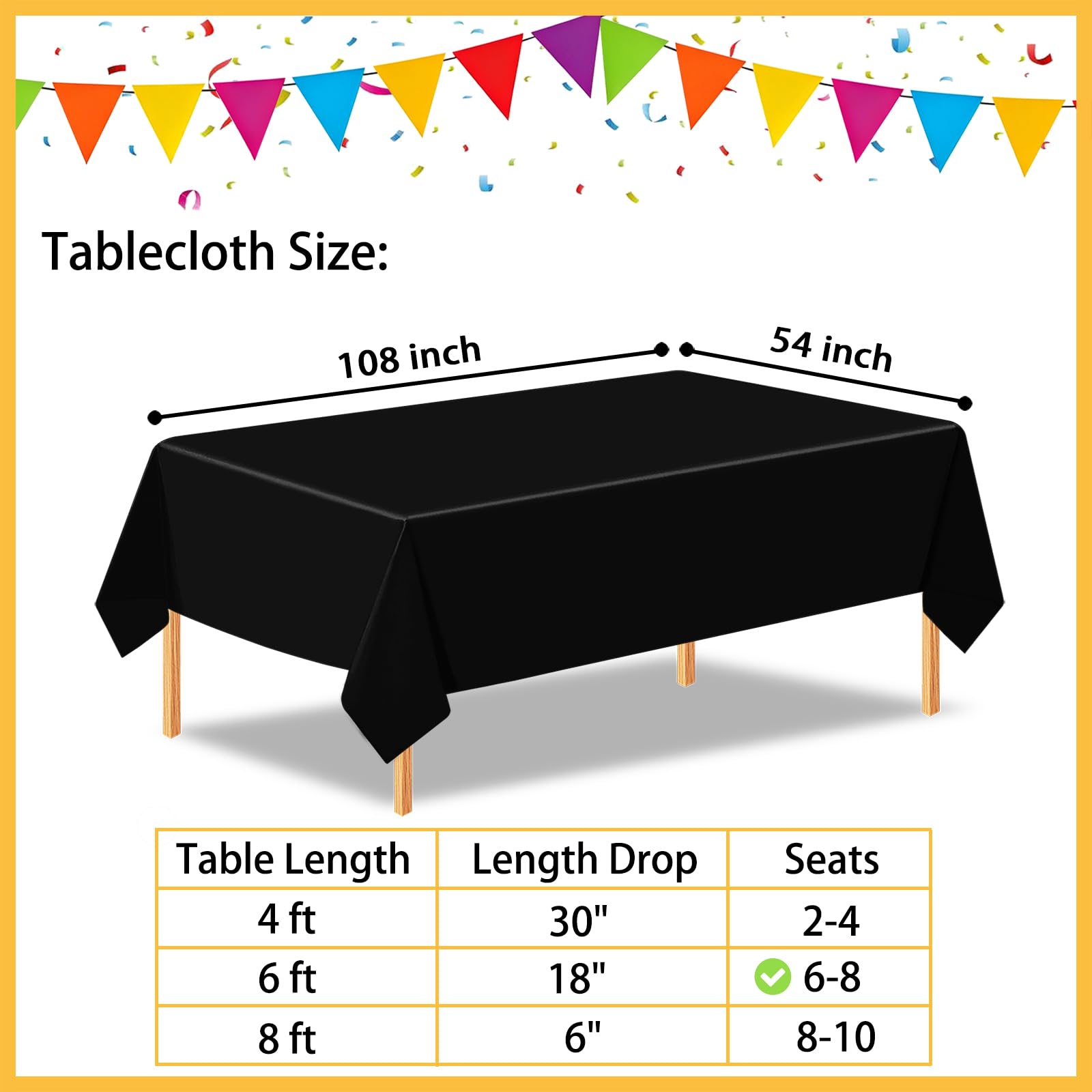 CXSAZRY 54 x 108 Inch rectangle disposable tablecloth